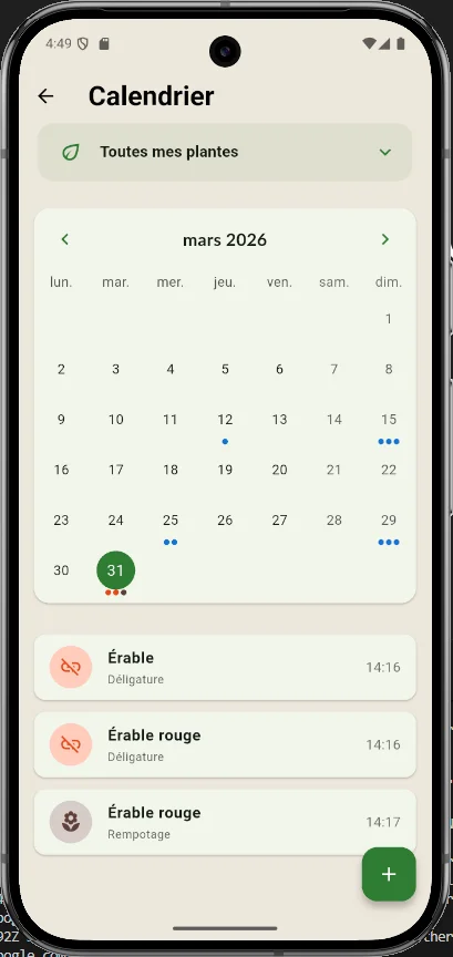 Calendrier d'entretien — thème clair