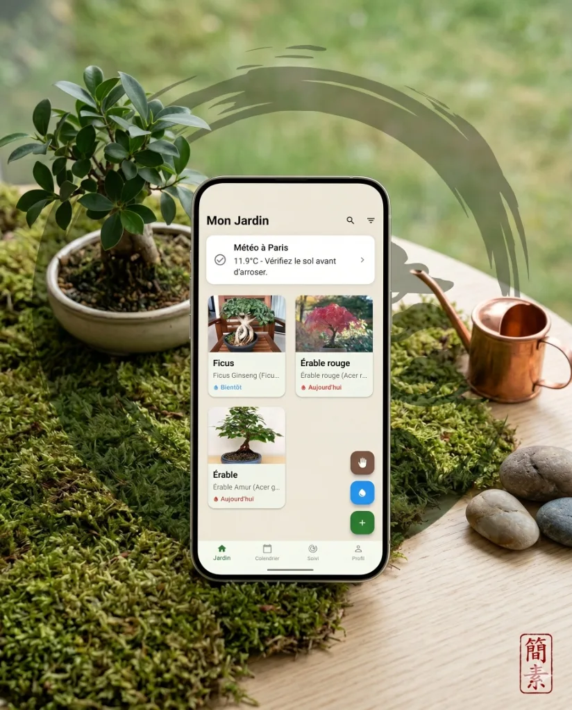 Aperçu de l'application Kanso sur smartphone